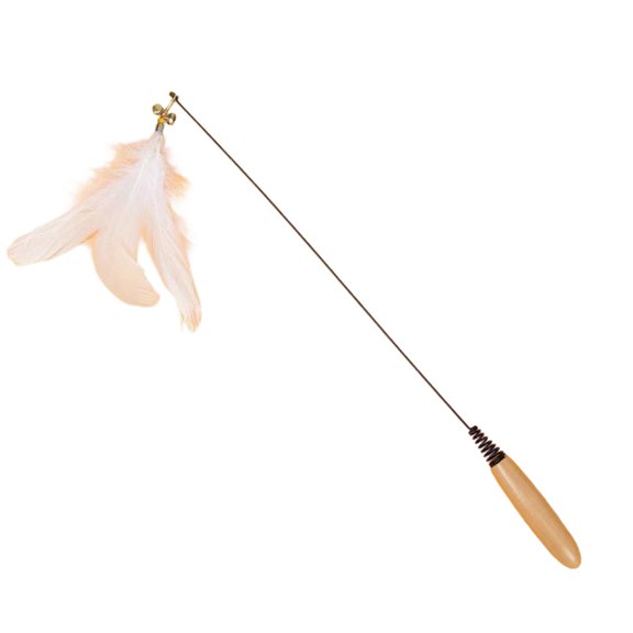 Interactive Long Wand Cat Toy with Replaceable Teaser Heads, Flexible Fishing Pole Style String Toy with Feathers for Exercise and Hunting Instinct Stimulation