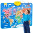 thumbnail image 1 of CshidWorld Interactive World Map Poster- Educational Talking Poster Toy for Children of Ages 3 to 12 Years Old - Geography Electronic Game, Ideal Educational Birthday Gift for Boys and Girls, Blue, 1 of 7