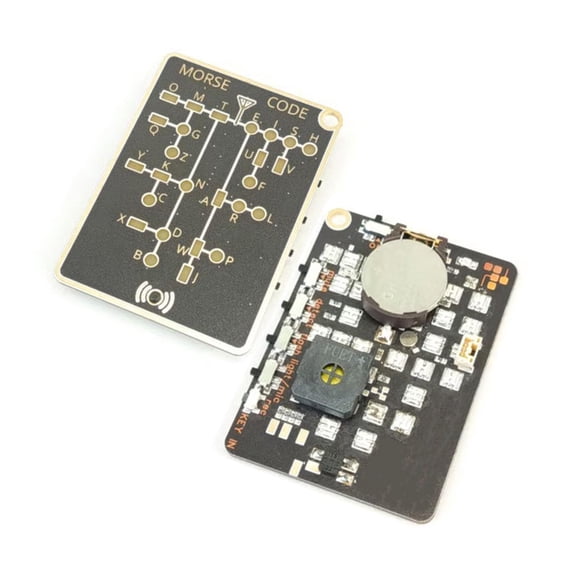 Interactive Morse Code Learning Card, Pro Morse Code Training Card with Interactive LEDs & Signal Buttons, Portable Morse Code Training Device for Adult Morse Code Learning, Morse Code Card