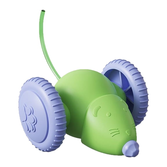 Interactive Mouses Cat Toy Battery-Powered Electric Moving Kittens Pounce Toys with Smart Obstacle Avoidance Soft Silicone Tail for Indoor Cats