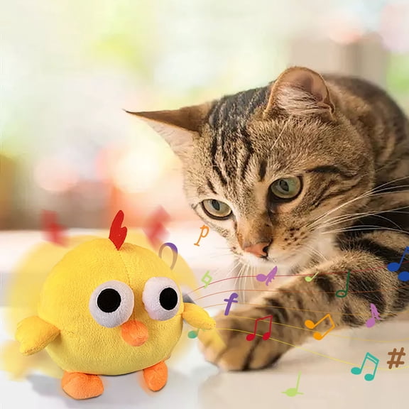 Interactive Moving Pet Toy Smart Bouncing USB Rechargeable Washable Cartoon Chick Squeaky Dog Toy For Puppy Cats