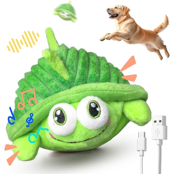 Interactive Moving - Plush with Bouncing Ball, Music & Recording | Self-Play for Small, Medium & Large Dogs to Keep Them Engaged (Turtle)