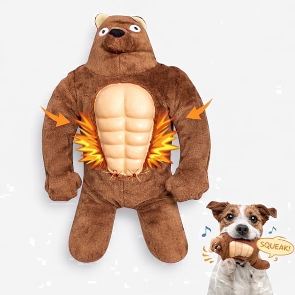 Generic Interactive Plush & Squeaky Dog Toy for Tough Play, Brown Bear Medium