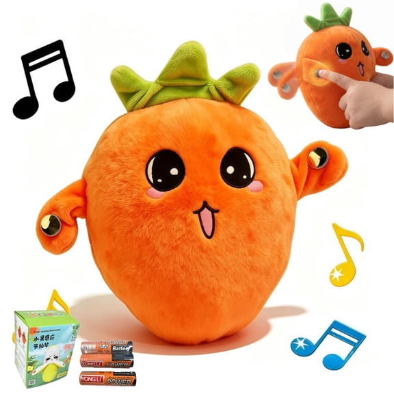 Interactive Music Plush Toy Set for Kids Adults, 8" Carrots Sensing Metronome with Sounds for Multiplayer Interaction Game, Fun Musical Sensory Toy for Christmas Birthday Gifts