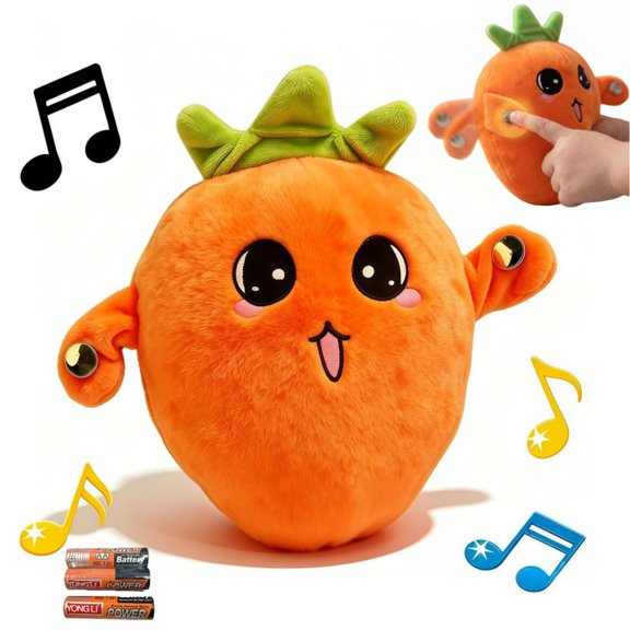 Interactive Music Plush Toy Set for Kids Adults, 8" Carrots Sensing Metronome with Sounds for Multiplayer Interaction Game, Fun Musical Sensory Toy for Christmas Birthday Gifts