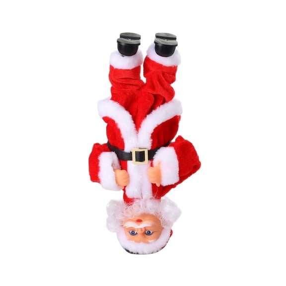 Interactive Music Plush Toy Upside Down Santa Claus with Rotating and Singing Action, Single Pack, Red and White, for Holiday Decor