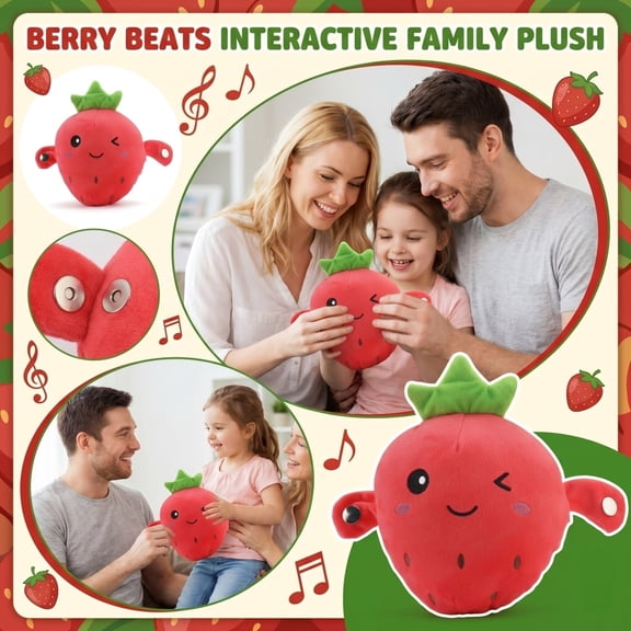 Interactive Musical Plush Toy, Beat -Bounce Berry Buddy 9.068.272.76in Baby Sensory Toy, Educational Activity Toy for Toddlers 1-3, Christmas & Birthday Gift (Color box battery model)