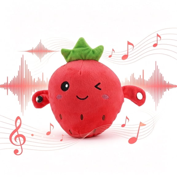 Interactive Musical Plush Toy Set, Touch-Sensing Strawberry Sensory Fruit Plush for Kids Ages 3+, Christmas Birthday Gift, OPP Bag, Battery Powered