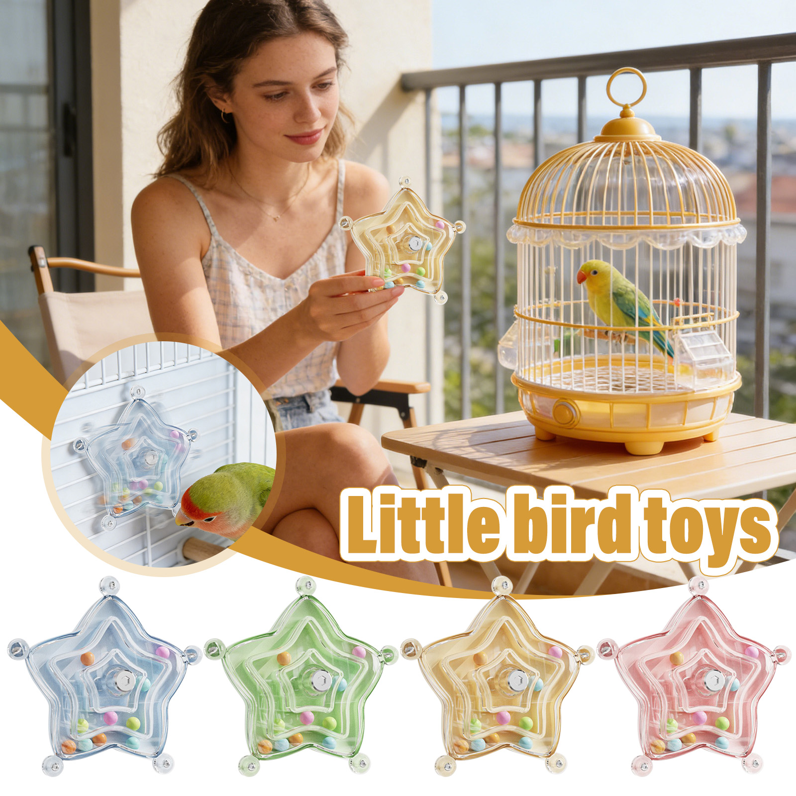 Interactive Parrot Toy Mental Enrichment Beak Exercise Foraging Star ...
