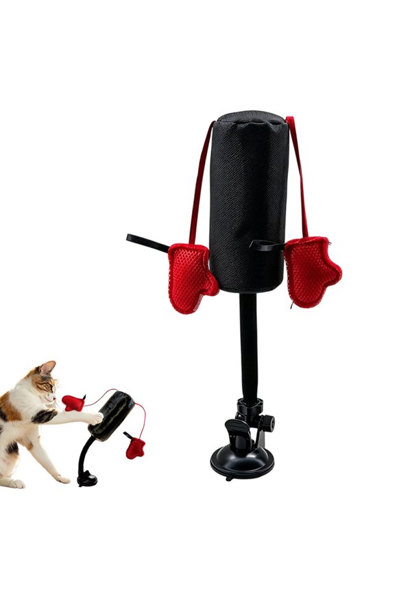 Interactive Paw Punch Cat Toy Punching Bag with Gloves Durable Suction Cup Base for Indoor Cat Exercise Easy Clean Fun