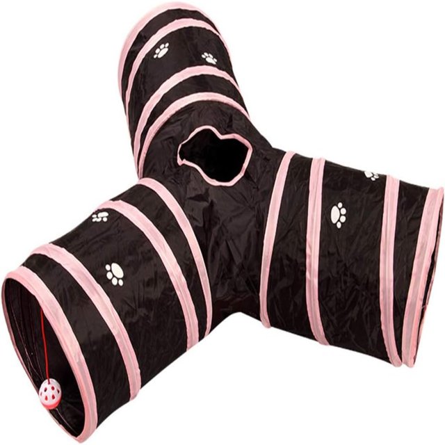 Interactive Perfect Pink 3Way Collapsible Cat Tunnel with Peek Hole