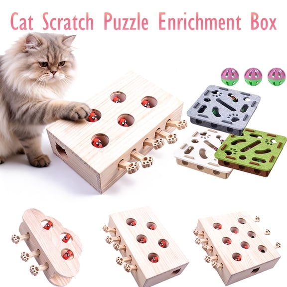 Interactive Pet Box Digging Puzzle Toy, Indoor Pet Construction Scene Enrichment Game for Mental Stimulation, Exercise and Boredom Relief, Includes Random Color Balls, AKLJWH