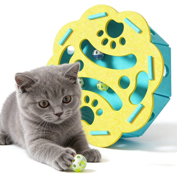 Interactive Pet Digging Box, Construction-Themed Puzzle Toy for Cats and Small Dogs, with Balls for Mental Stimulation and Indoor Exercise, 30x30x7.5cm