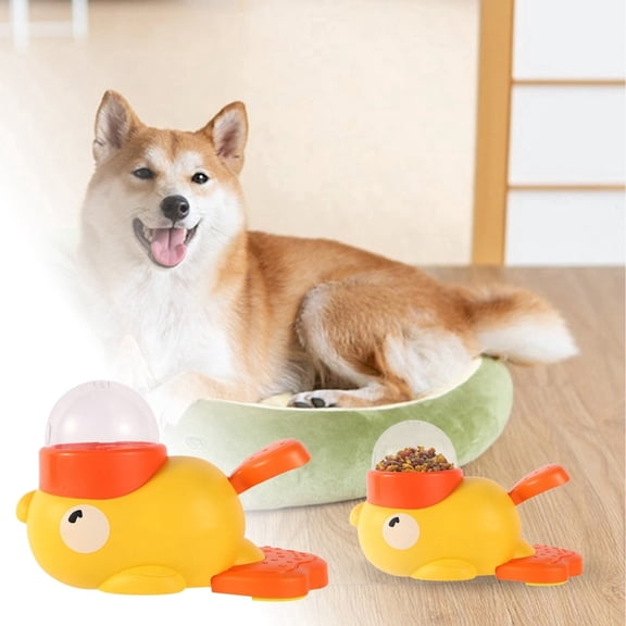 Automatic Feeder for Interactive Yellow Rotating Dispenser No Power Needed Training Toy for Dogs