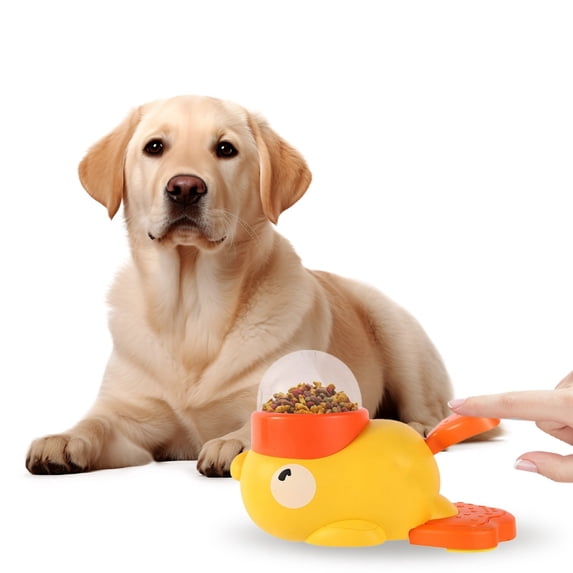 Interactive Yellow Pet Feeder and Rotating Dog Dispenser Training Toy for Dogs No Electricity Required