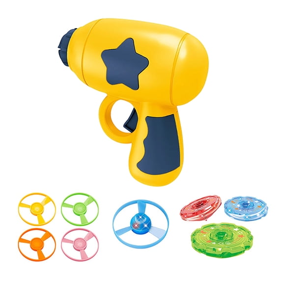 Interactive Pet Flying Disc Launcher Gun, Glowing Saucer Toy for Dogs and Cats, Outdoor Exercise Training for Active Play, Fun Chasing Motion, Yellow