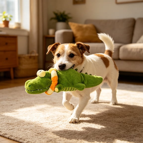 Interactive Pet Toy for Small Dogs Cats  One Tap Start, Wagging Tail, Simulated Sounds, Smart Jumping Action, USB Rechargeable Training Fun