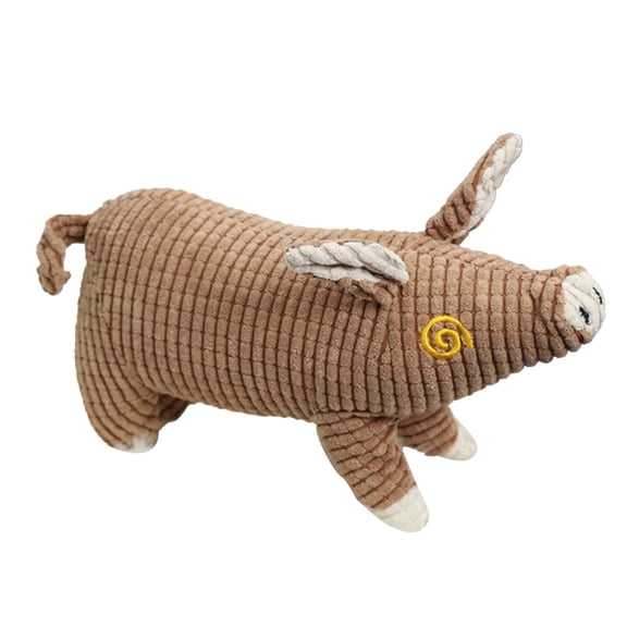 Interactive Pet Toys Noisy Pig with Corn Velvet Adorable Animal Design for Brown 23 cm
