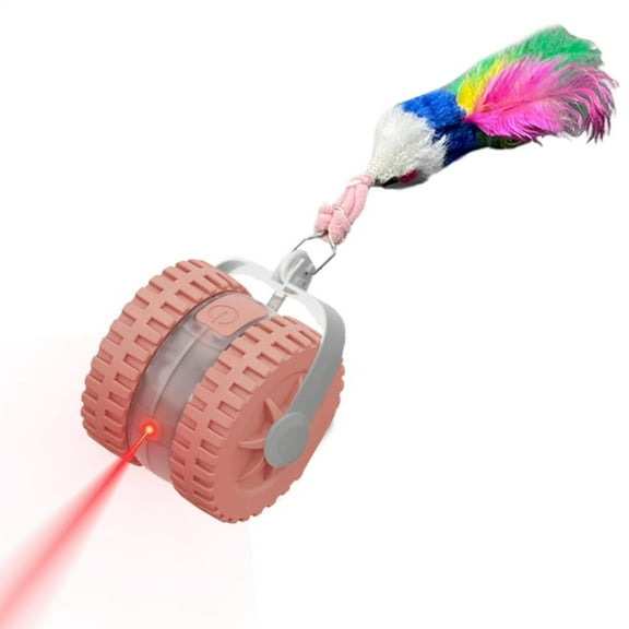 Interactive Pet Toys, Random Path Electric Automatic Moving and Rolling Toy with Rope, Motion-Activated Dog Stimulation Toy for Boredom Relief Pink