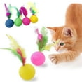 thumbnail image 1 of Interactive Pet Toys for Cats - 10 Pcs Colorful Rainbow Toys with Feathers for Indoor Outdoor Play Training and Exercise 5PCS, 1 of 3
