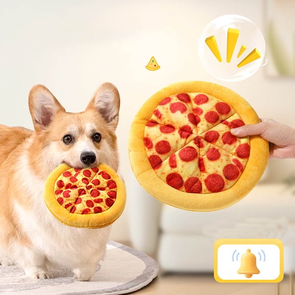 Dog Chewing Sound Toy Pizza for Interactive Training and Teething - Indoor and Outdoor Play for