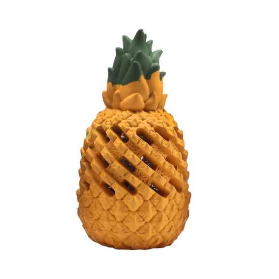 Interactive Play Pineapple Scented Dog Toy - Infused with Real Pineapple Fruit Scent, Textured Hollow Core to Fill with Peanut Butter, Treat-Dispensing Pet Toy, Dental Chew, Enrichment & Slow Feeder