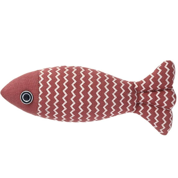 Interactive Playing Cat Toy Built-in Catnip Fish Throw Pillow Appealing Bite Scratch Resisting Simulated Boredom for Living room and home Jujube Red