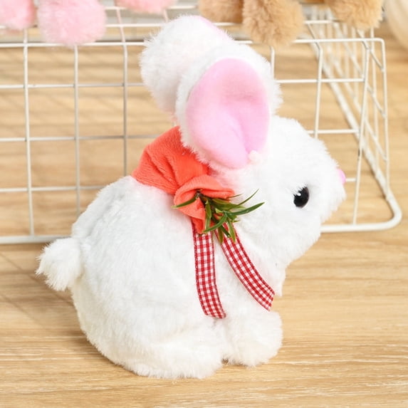 Interactive Plush Bunny Backpack with Moving Ears & Sounds, Walking Electronic Pet Rabbit with Tail Wagging, Remote Control Stuffed Animal Toy, Easter Basket Stuffers Gift for Kids