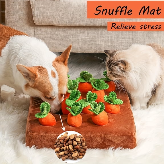 Interactive Plush Carrot Mat Dog Puzzle Toy - Snuffle and Relax Design for Mental Stimulation & Entertainment - Suitable for All Dog Breeds - Ideal Gift for Dog, Dog Toy