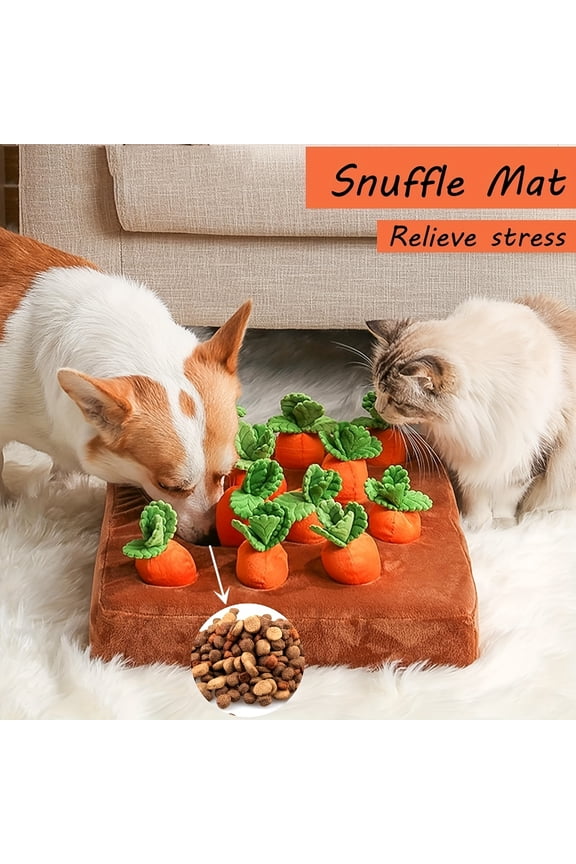 Interactive Plush Carrot Mat Dog Puzzle Toy, Snuffle and Relax Design, for Mental Stimulation & Entertainment, Suitable for All Dog Breeds, Ideal Gift for Dog