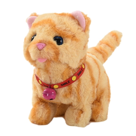 Interactive Plush Cat Toy with Walking and Meowing Realistic Stuffed Animal for Kids Perfect Gifts for Boys and Girls