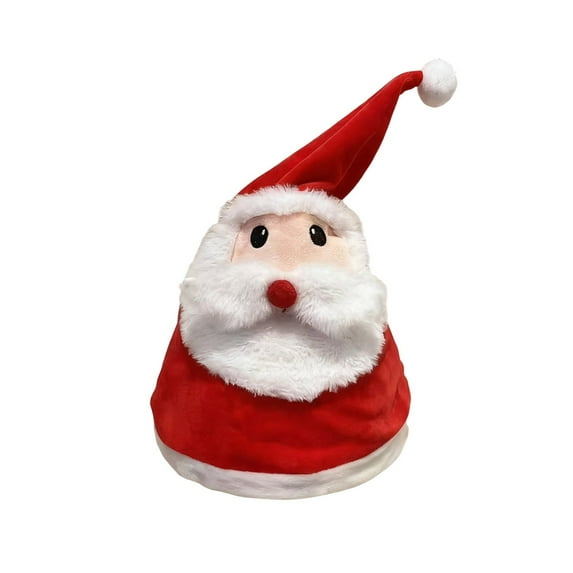 Interactive Plush Christmas Character Hat, Novelty Party Electric Swing Christmas Plush Hat, Funny Singing & Light-Up Plush Swing Hats, Party Supplies, Xmas Gift (Santa Claus)