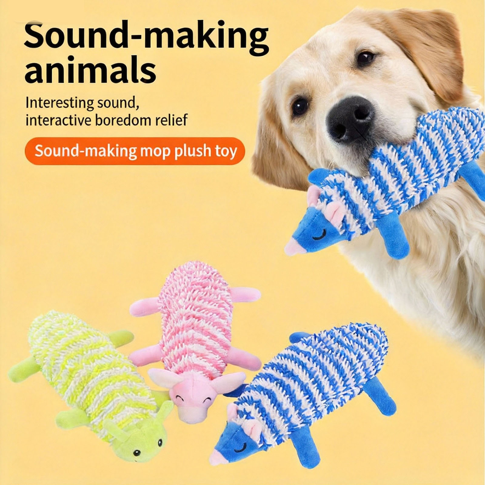 Interactive Plush Dog Toy with Crinkle Paper & Squeaker, Cute Animal ...