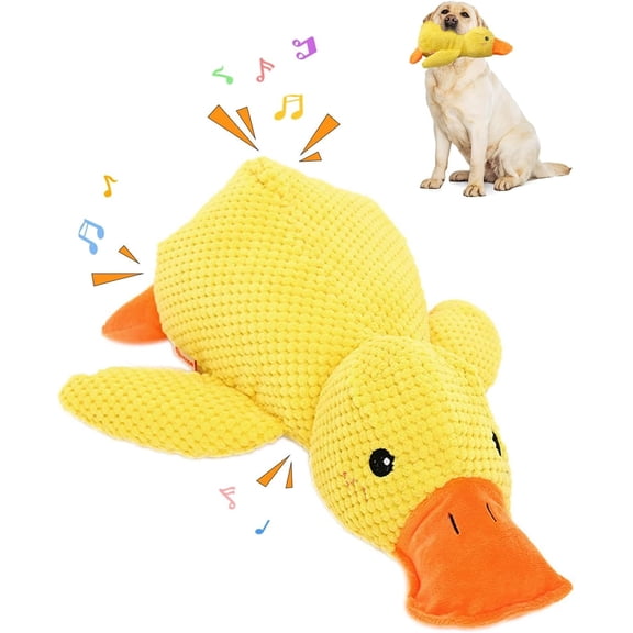 Interactive Plush Duck Dog Toy with Quack Sound, Soft Stuffed Play Toy for Small, Medium and Large Dogs