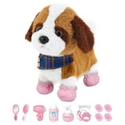 Interactive Plush Pet Dog,Electronic Plush Toy Dog with Remote Control Leash,Walking,Barking & Wagging Tail,Includes Puppy Accessories for 3+ Age Girls