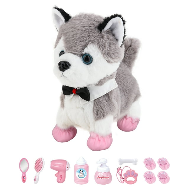 Interactive Plush Pet Dog, Little Kid's Battery Operated Toy Dog, Walking, Barking, Wagging Tail