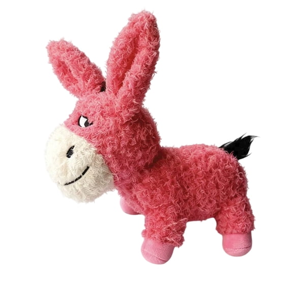 Interactive Plush Squeaky Toy for Dogs and Cats, Tough Teething and Chewing Donkey Shape Pet Accessory, Fun Animal Toy for Indoor Play Pink