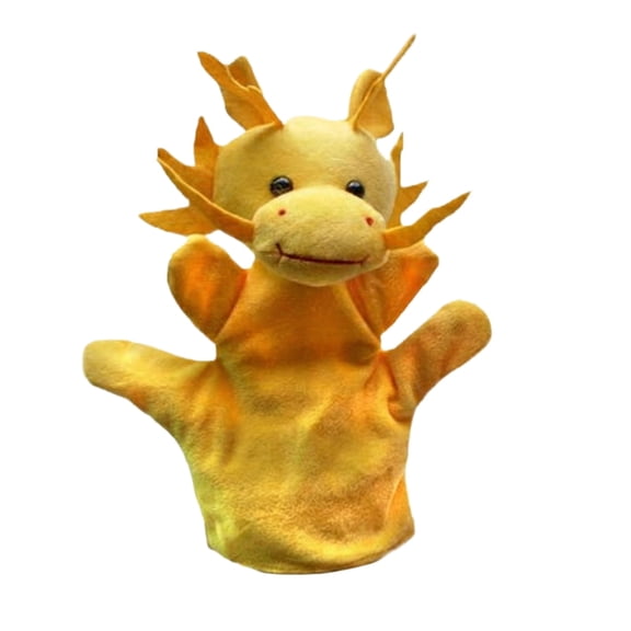 Interactive Plush Toys Figures, Dragon Hand Puppet, 11 In, Gold Ombre, Outdoor Play, Storytime Activity, Fuzzy Fabric, 1 Pc
