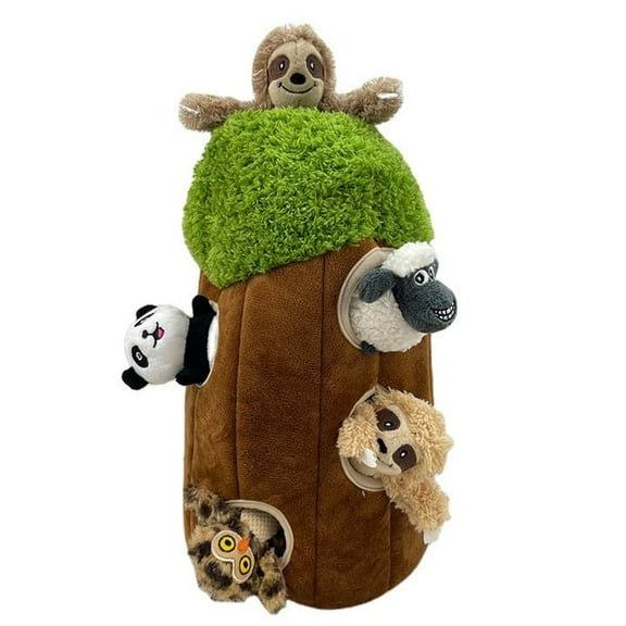 Interactive Plush Tree Toy with Removable Stuffed Animals Fun Toy for Pets