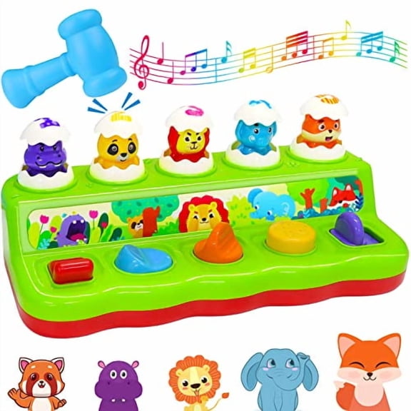 Interactive Pop Up Animals with Music,Light & Animal Sounds - Cause & Effect Toys for Boys & Girls Aged 1-2 Years