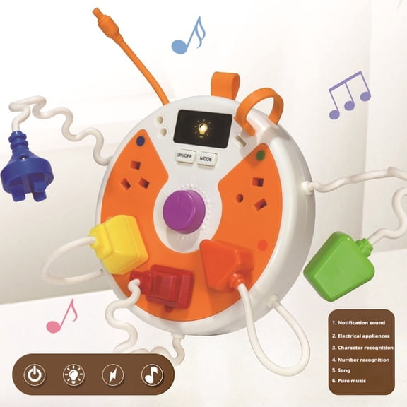 Interactive Power Strip Learning Toy With Lights Sounds And Plug Shapes, Suction Mount Travel Activity For Window Or Smooth Surface, Motor And Matching Practice, Sensory Board For Quiet Play