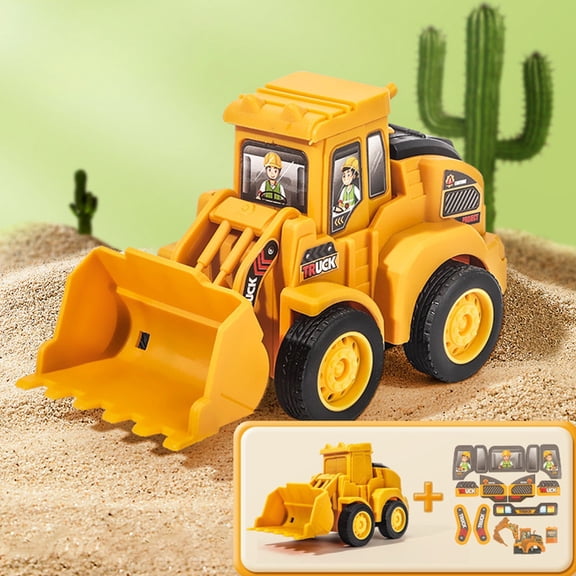 Interactive Press Engineering Vehicle Toy, Simulation Construction Truck for Kids, Press Drive Movement, Rotatable Steering Wheel, Safe ABS Plastic, Early Learning for Toddlers