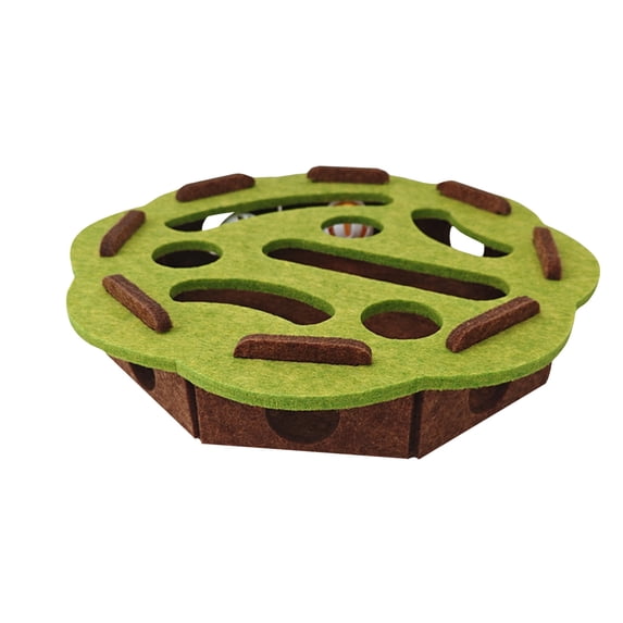 Interactive Puzzle Cat Toy, Indoor Tease Box With Squeaky Toys Scratching Surface & Track Ball, For Cats Physical Exercise & Mental Stimulation