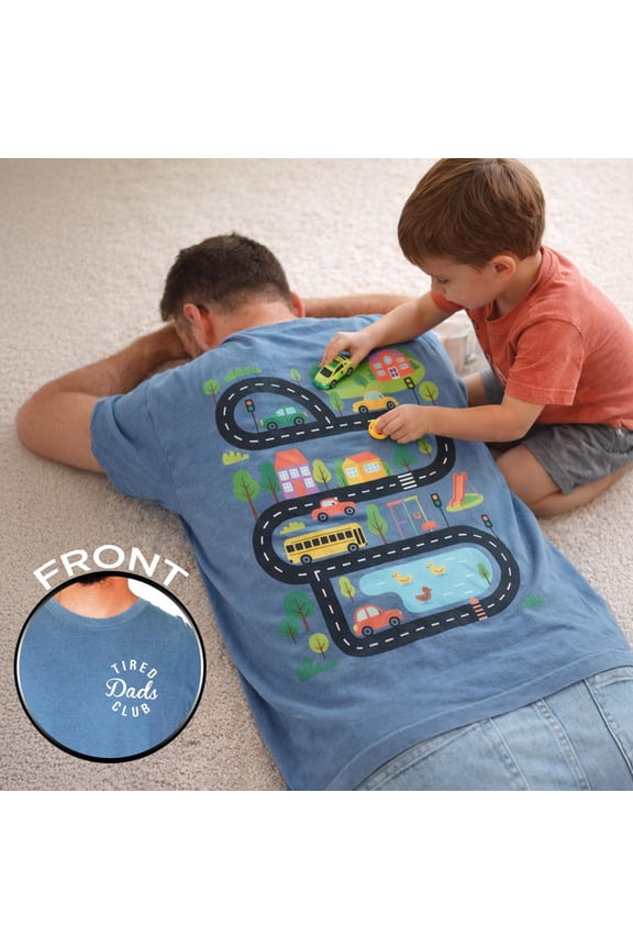 Interactive Road Map Dad Shirt Custom 2Sided Tired Dads Club Tee