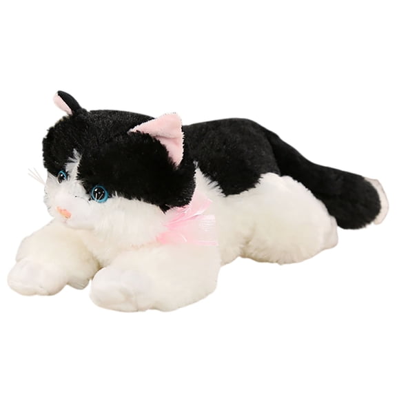Interactive Robot Cat Plush Stuffed Lifelike Interactive Cat with Realistic Meow Sounds and Gentle Music for Soothing Comfort(Black,11.8 Inch)
