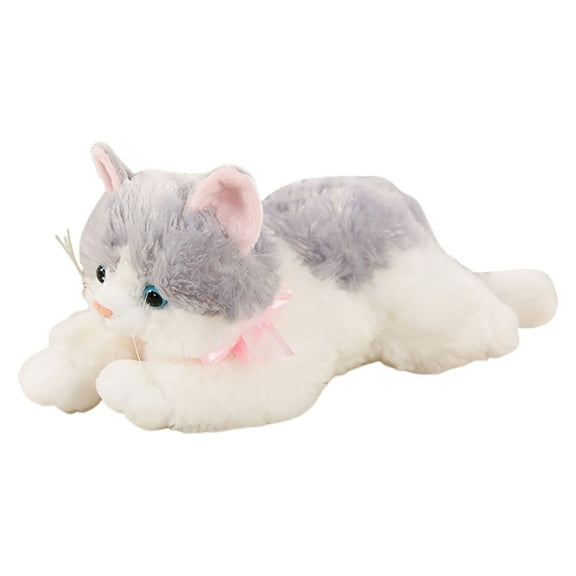 Interactive Robot Cat Plush Stuffed Lifelike Interactive Cat with Realistic Meow Sounds and Gentle Music for Soothing Comfort(Light Purple,23.6 Inch)