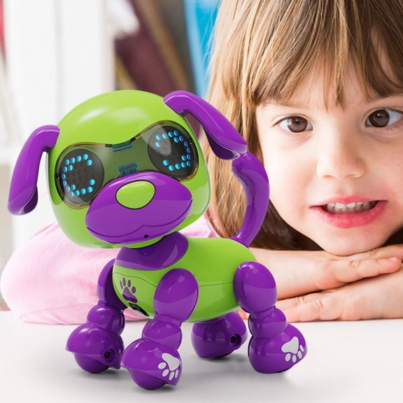 Interactive Robot Dog Toy with Blow Sensor & Voice Recording - Touch-Activated Electronic Pet with Lights, Early Learning Toddler Toy for Ages 1+ (Purple, Batteries Included) purple