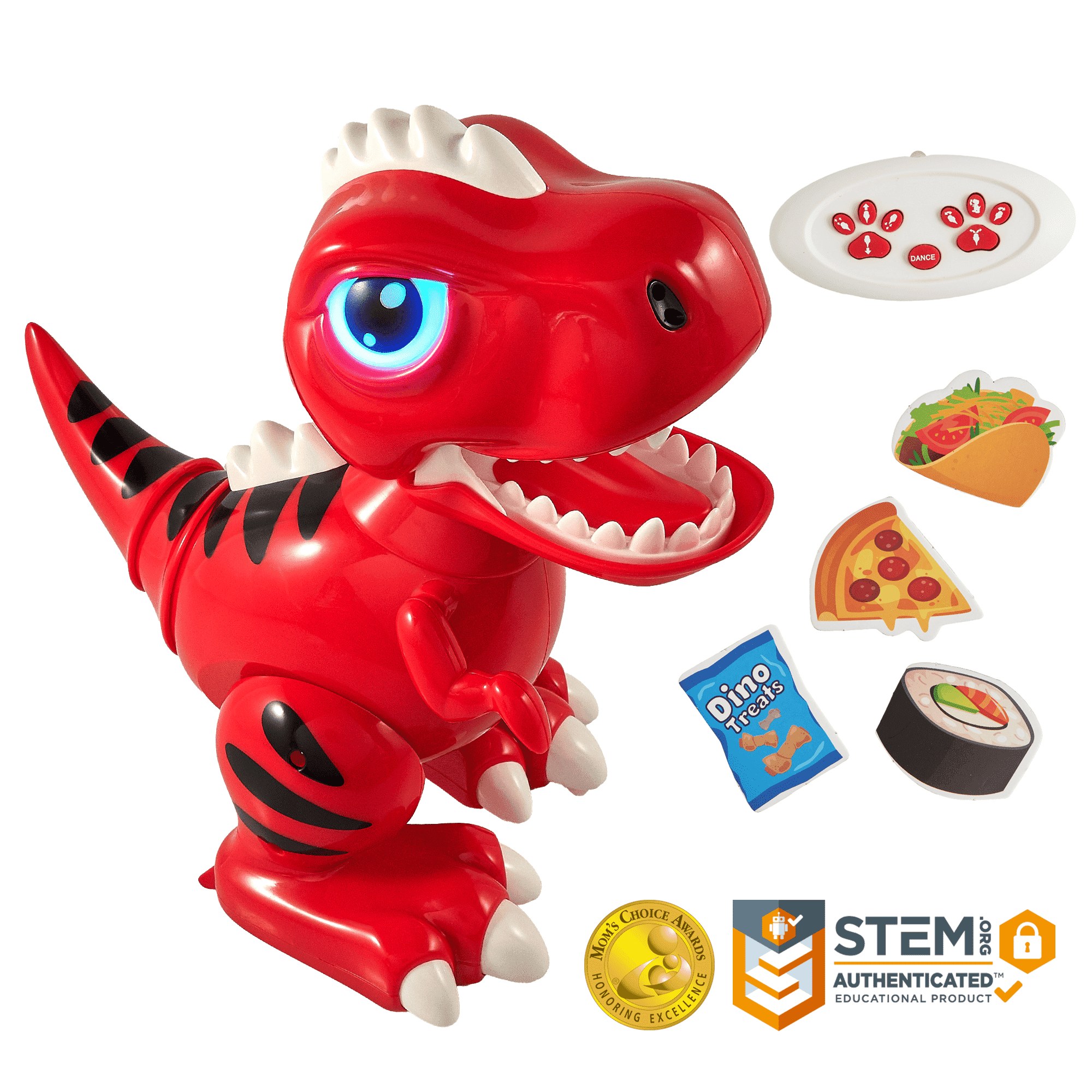 USA Toyz Robo Pets T-Rex Dinosaur, RC Hand Gestures, LED Eyes Dino Toys for Toddlers Ages 3+ (Red)