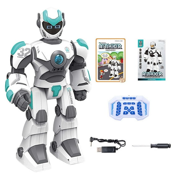 Interactive Robot Toy - Programmable Gesture Sensing Robot with Voice Dialogue, Remote Control for 5-8 Years, STEM Learning Model with Charging Cable, Intelligent Movement Toy,10.24x4.53x15.75 Inch