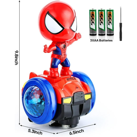 Interactive Robot Toys Car - 360 Spin Electric Car, Auto Obstacle Avoidance, Lights & Music